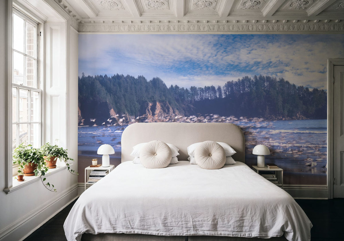 Seagull Beach Mural Wallpaper - room preview 04