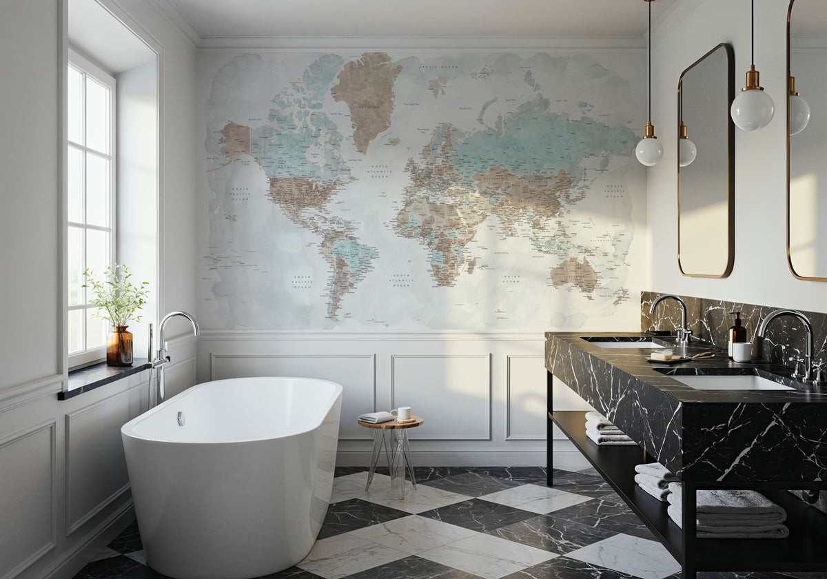 World Map Cities - Colleteh Mural Wallpaper - room preview 04