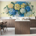 Blue Hydrangea Mural Wallpaper - Neutral Tone - room preview 04