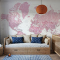 World Map Cities - Damla Mural Wallpaper - room preview 04