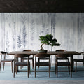 Botanical Wall Blue Mural Wallpaper - room preview 04