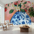 Blooming Strawberry Vase Mural Wallpaper - room preview 04