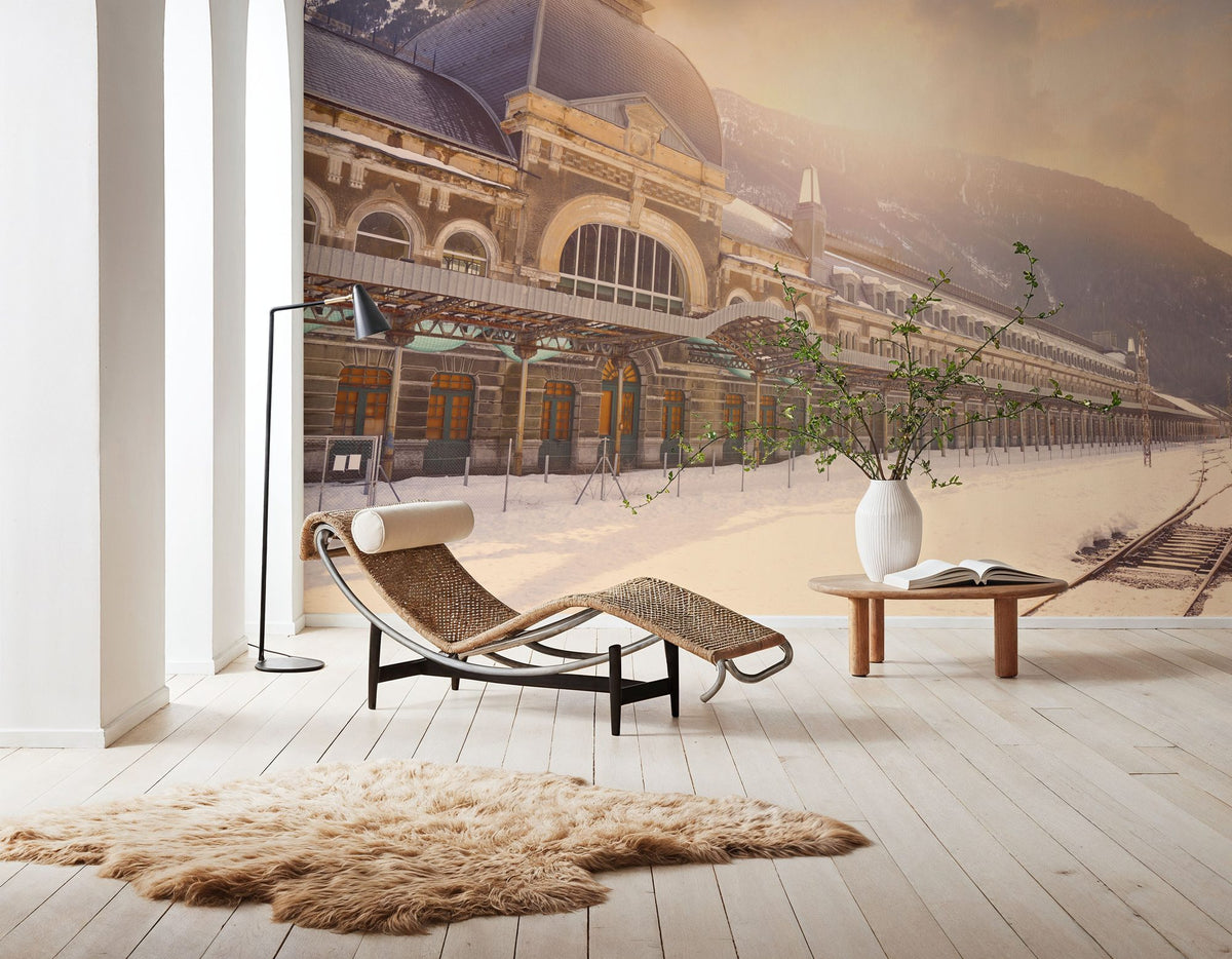 Winter Railway Terminal Mural Wallpaper - room preview 04