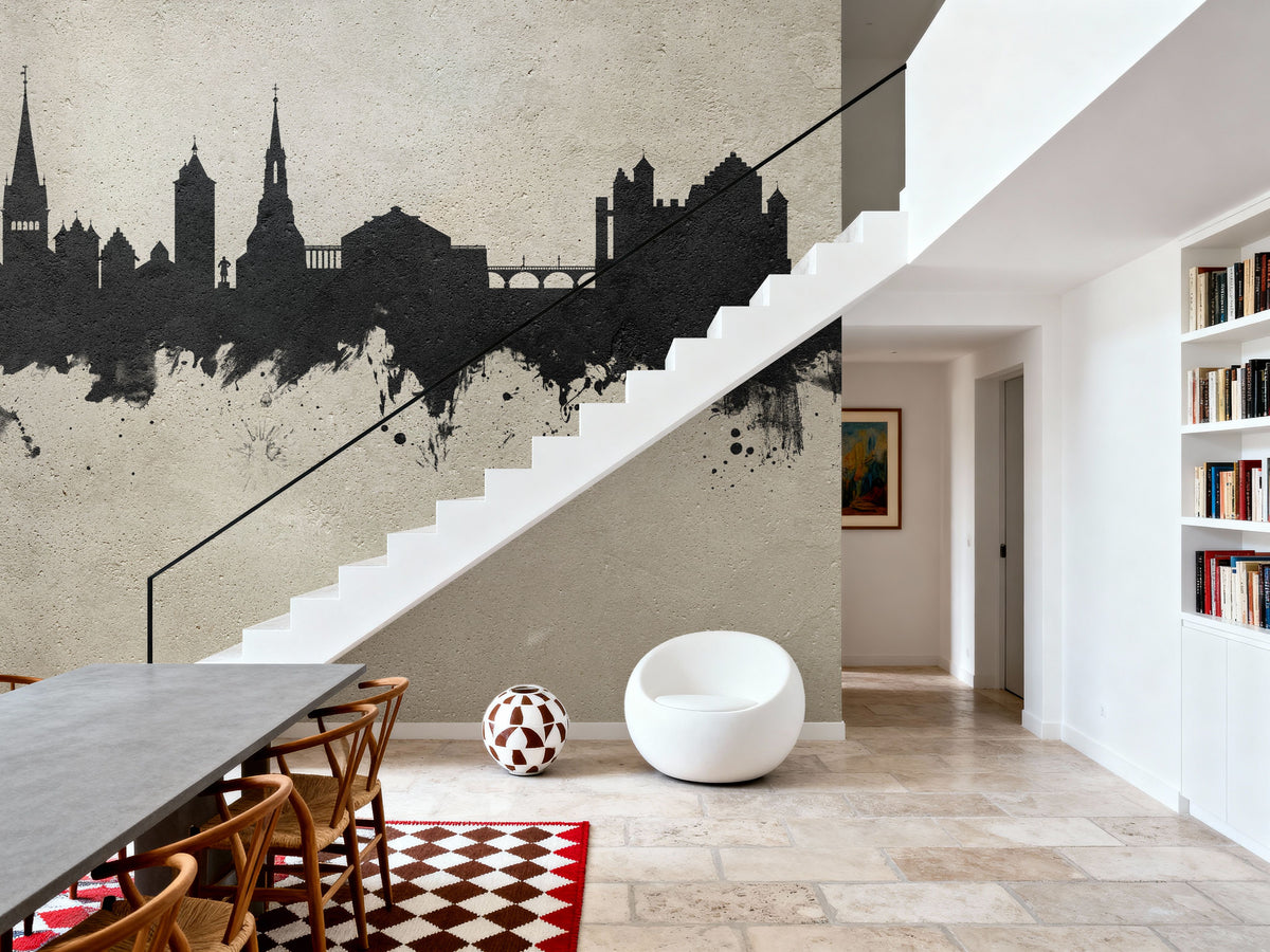 Schaffhausen Switzerland Skyline Concrete Mural Wallpaper - room preview 04