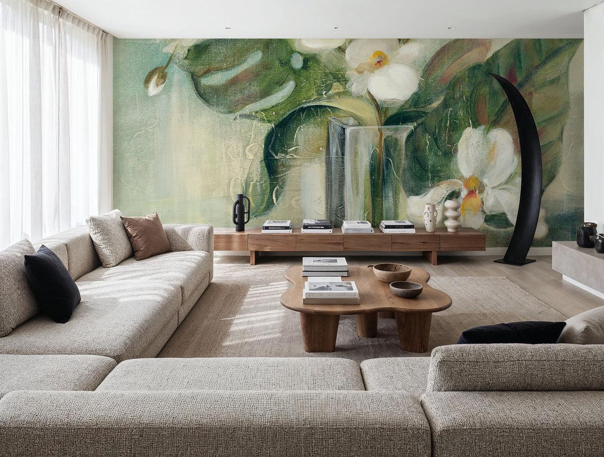 Silver Orchids II Mural Wallpaper - room preview 04