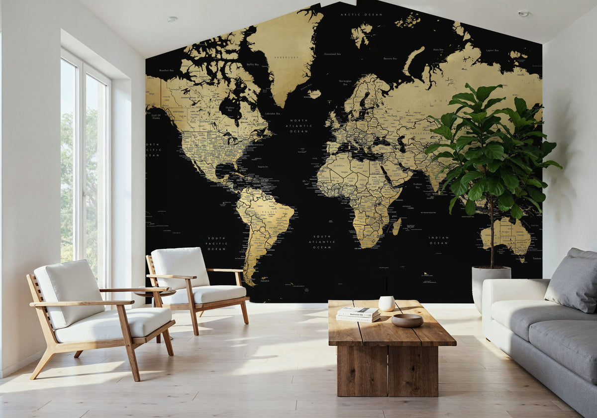 World Map Cities - Eleni Mural Wallpaper - room preview 04