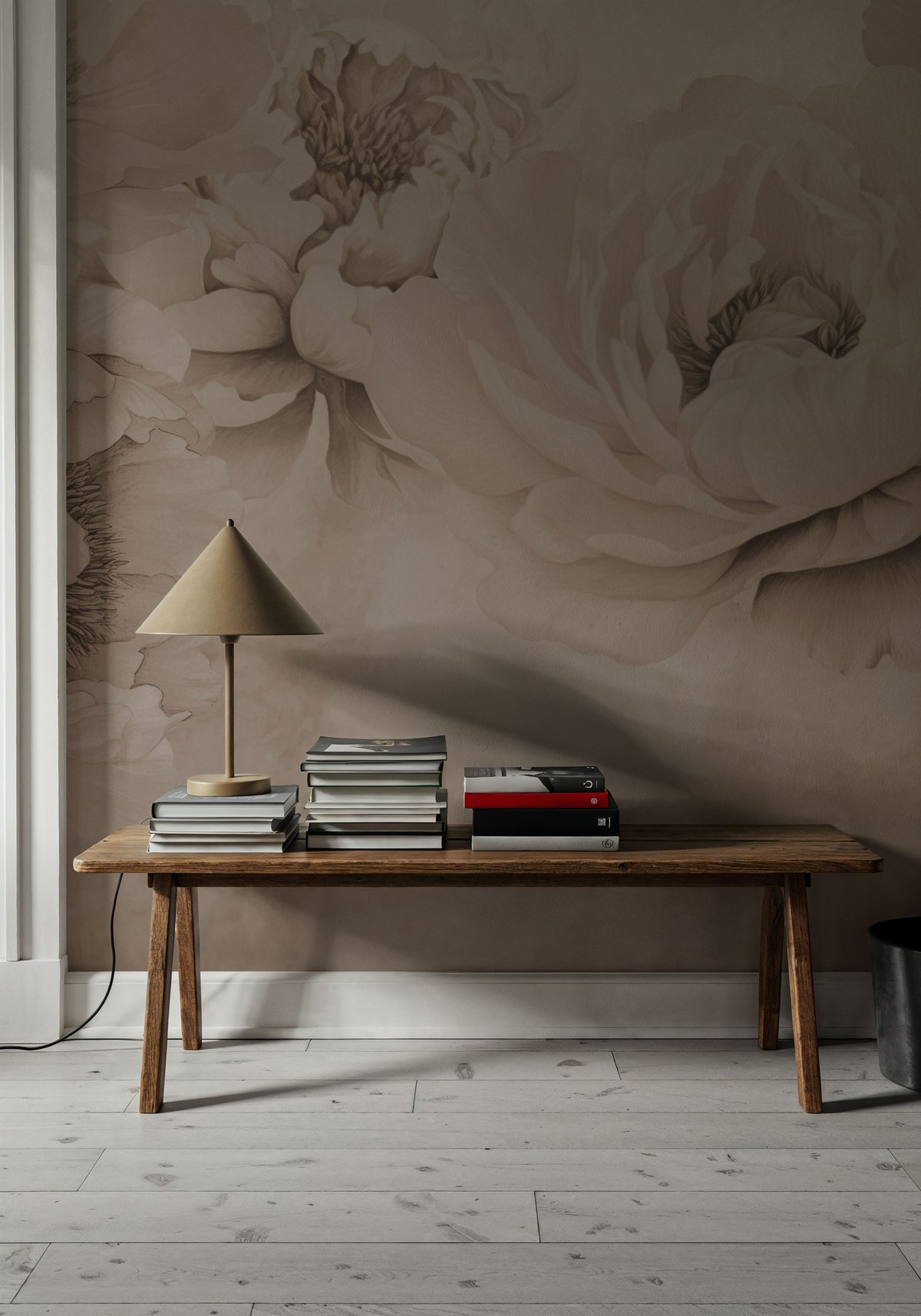 Transcendent Peony, Beige Mural Wallpaper - room preview 04