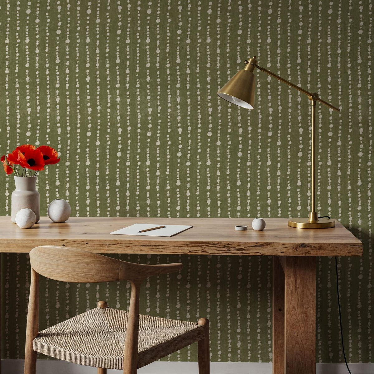 Woodland Drops Green Mural Wallpaper - room preview 04