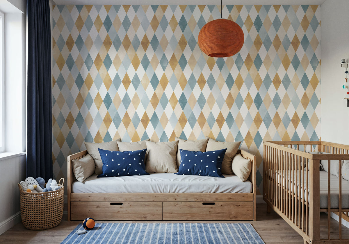 Contrasting Diamonds, Sunflower Mural Wallpaper - room preview 04