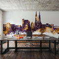 Uppsala Skyline Purple & Gold Mural Wallpaper - room preview 04