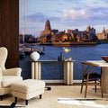 Boston Harbor Twilight Panorama Mural Wallpaper - room preview 04