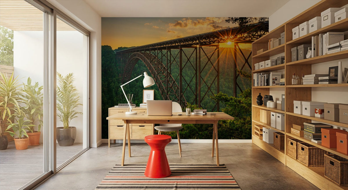 New River Gorge Bridge Mural Wallpaper - room preview 04
