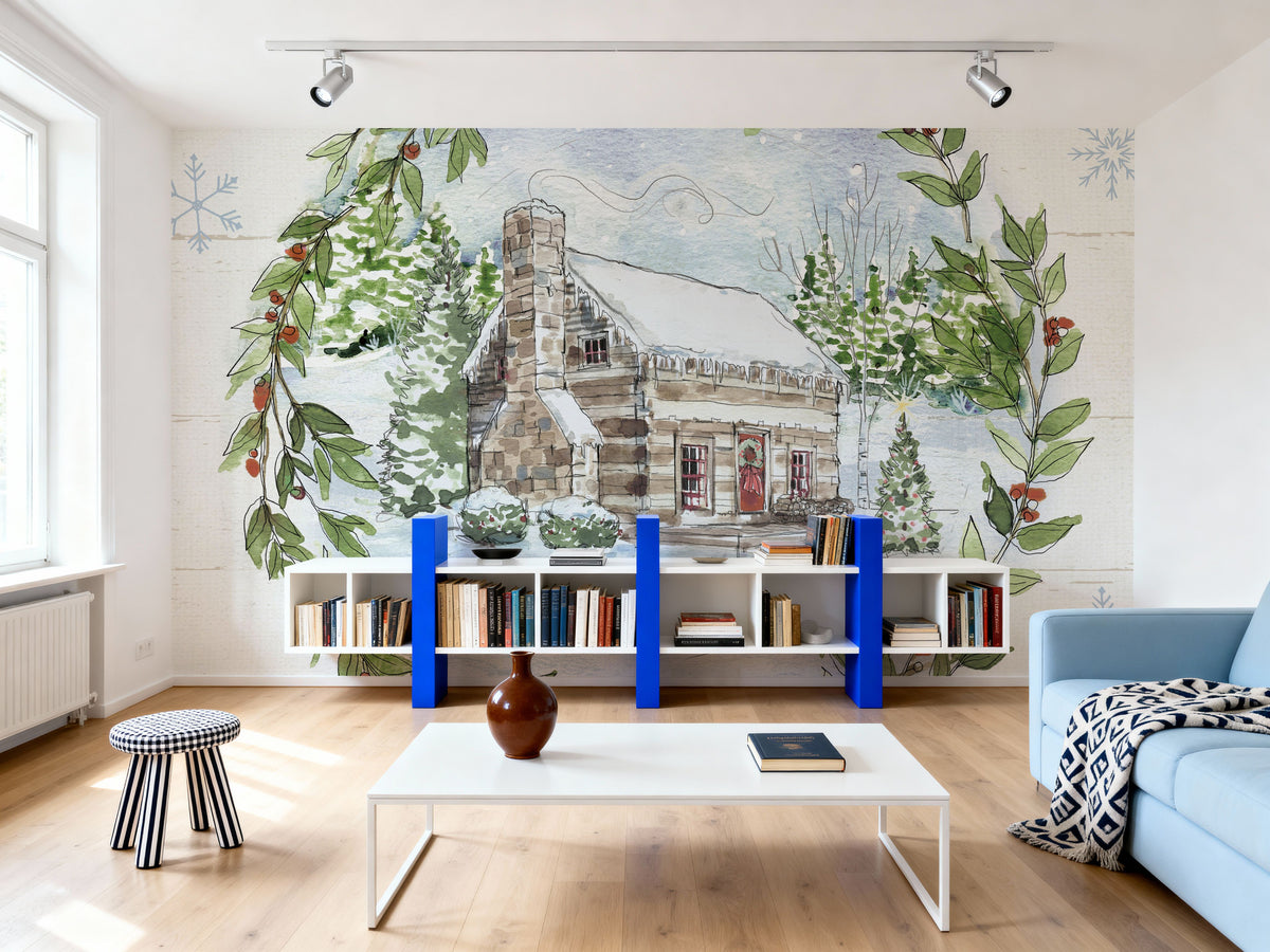 Holiday Vignette II Cabin Mural Wallpaper - room preview 04