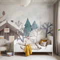The Snowy Mountain Cabin Mural Wallpaper - room preview 04