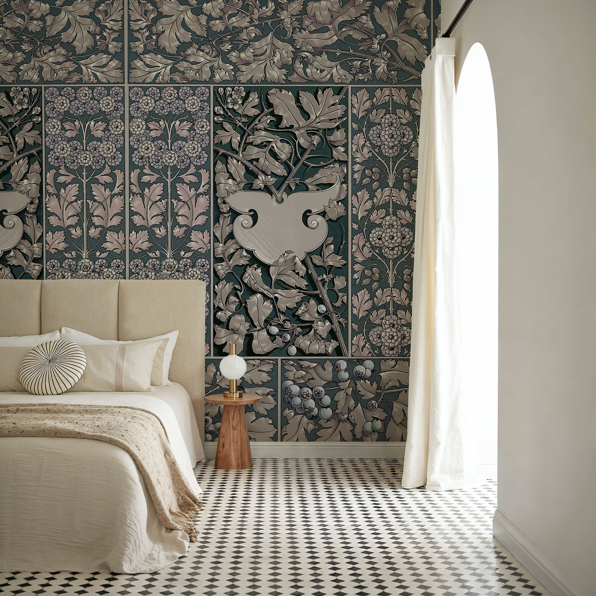 Flowers and Berries Mural Wallpaper - Neutral Tone - room preview 04