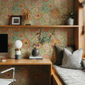 Harvest Paisley Mini Swamp Green Mural Wallpaper - room preview 04
