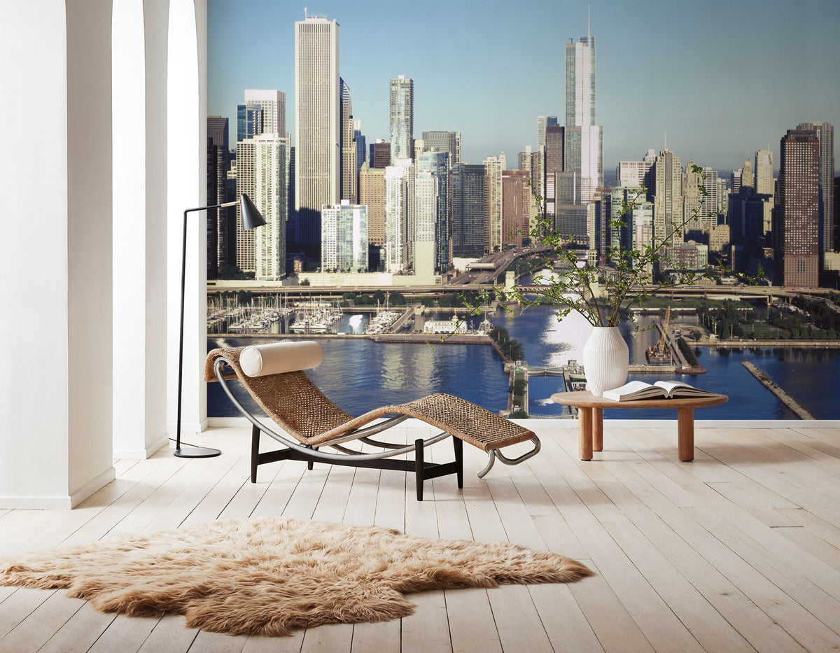 Harbor City Reflection Mural Wallpaper - room preview 04