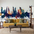 Manama Skyline Blue & Bronze Mural Wallpaper - room preview 04