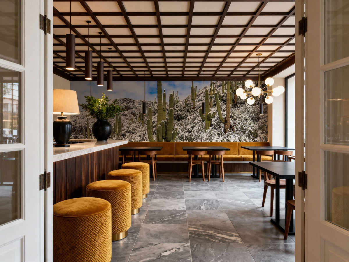 Snowy Desert Cactai Mural Wallpaper - room preview 04