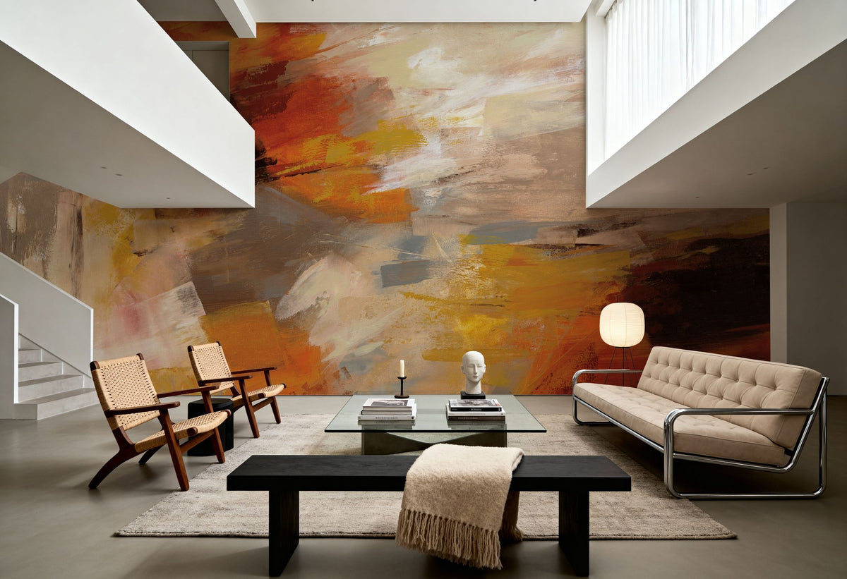 Leaves Falling Mural Wallpaper - room preview 04