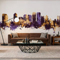West Palm Beach Florida Skyline Purple & Gold Mural Wallpaper - room preview 04