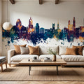 Paisley Skyline Blue & Bronze Mural Wallpaper - room preview 04