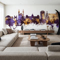 Port-au-Prince Haiti Skyline Purple & Gold Mural Wallpaper - room preview 04