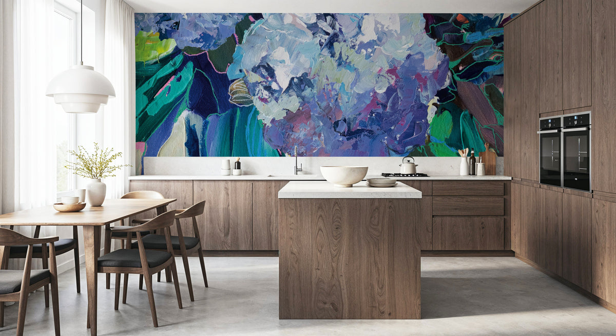 August Bloom Blue Hydrangea Mural Wallpaper - room preview 04