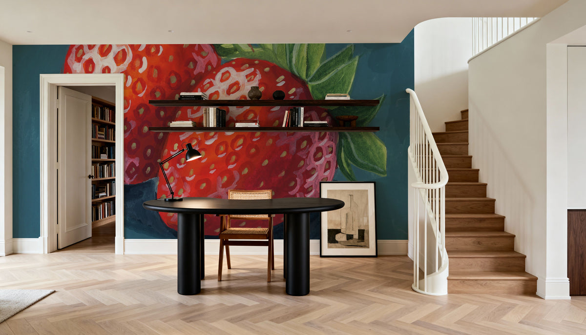 Strawberry Couple Portrait Mural Wallpaper - room preview 04