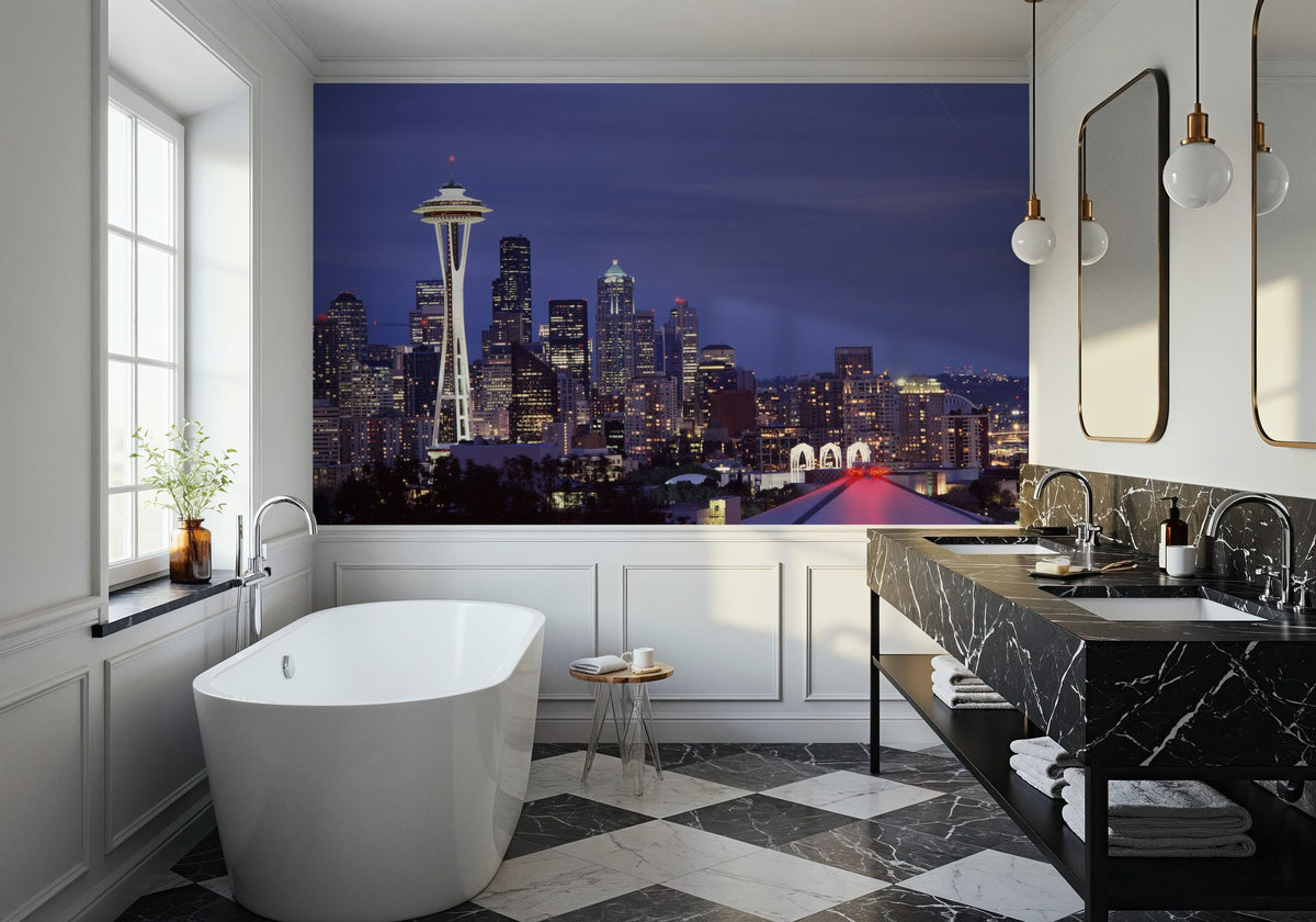 Twilight Tower Silhouette Mural Wallpaper - room preview 04