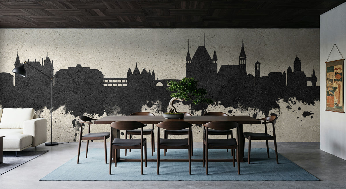 Thun Switzerland Skyline Concrete Mural Wallpaper - room preview 04