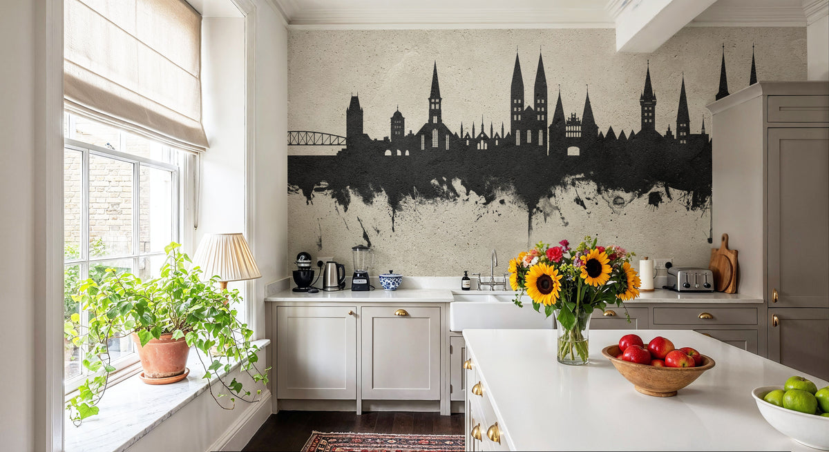 Lubeck Germany Skyline Concrete Mural Wallpaper - room preview 04