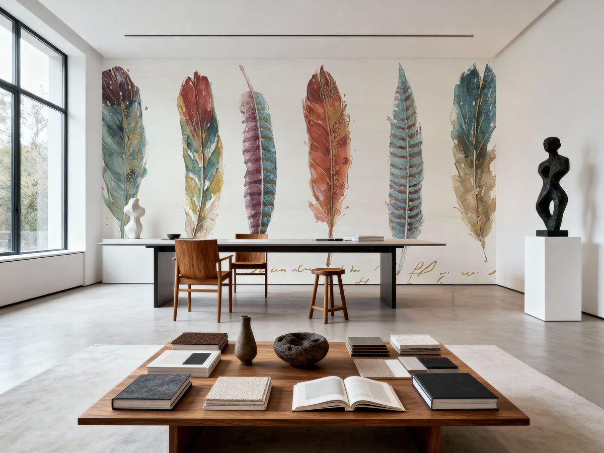 Spiced Nature XII Soft White Mural Wallpaper - room preview 04