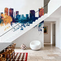 Fort Worth Texas Skyline Blue & Bronze Mural Wallpaper - room preview 04