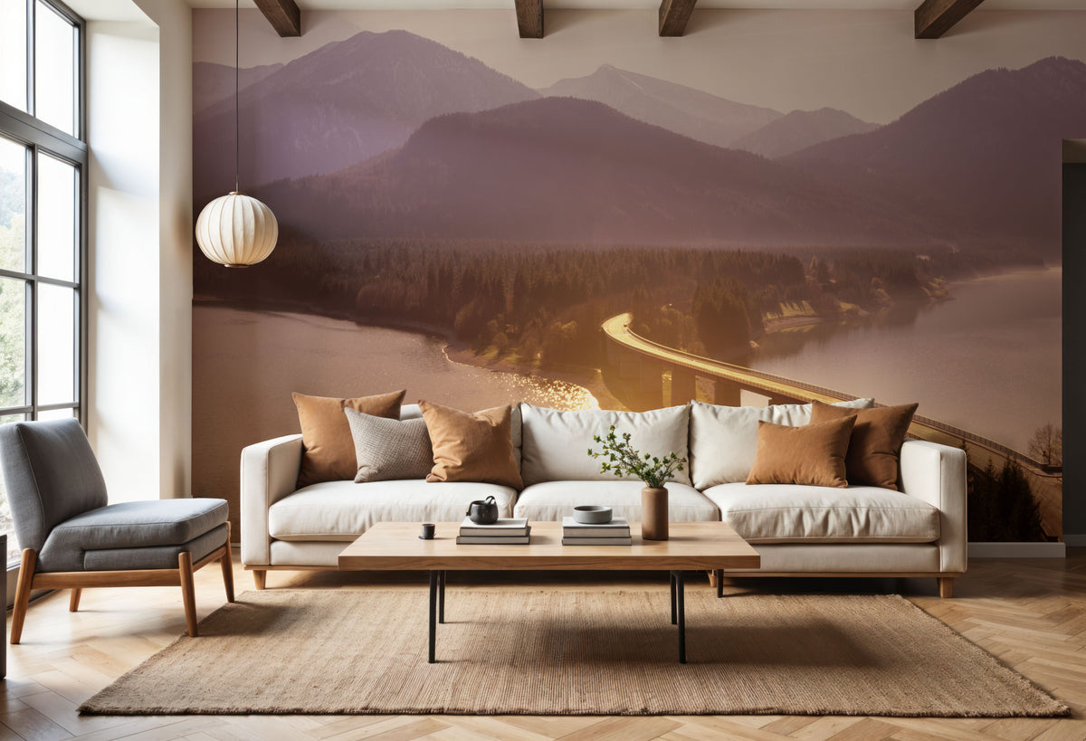 Golden Bridge Serenity Mural Wallpaper - room preview 04