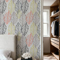 Happy Garden Grey Leaves Mural Wallpaper - room preview 04