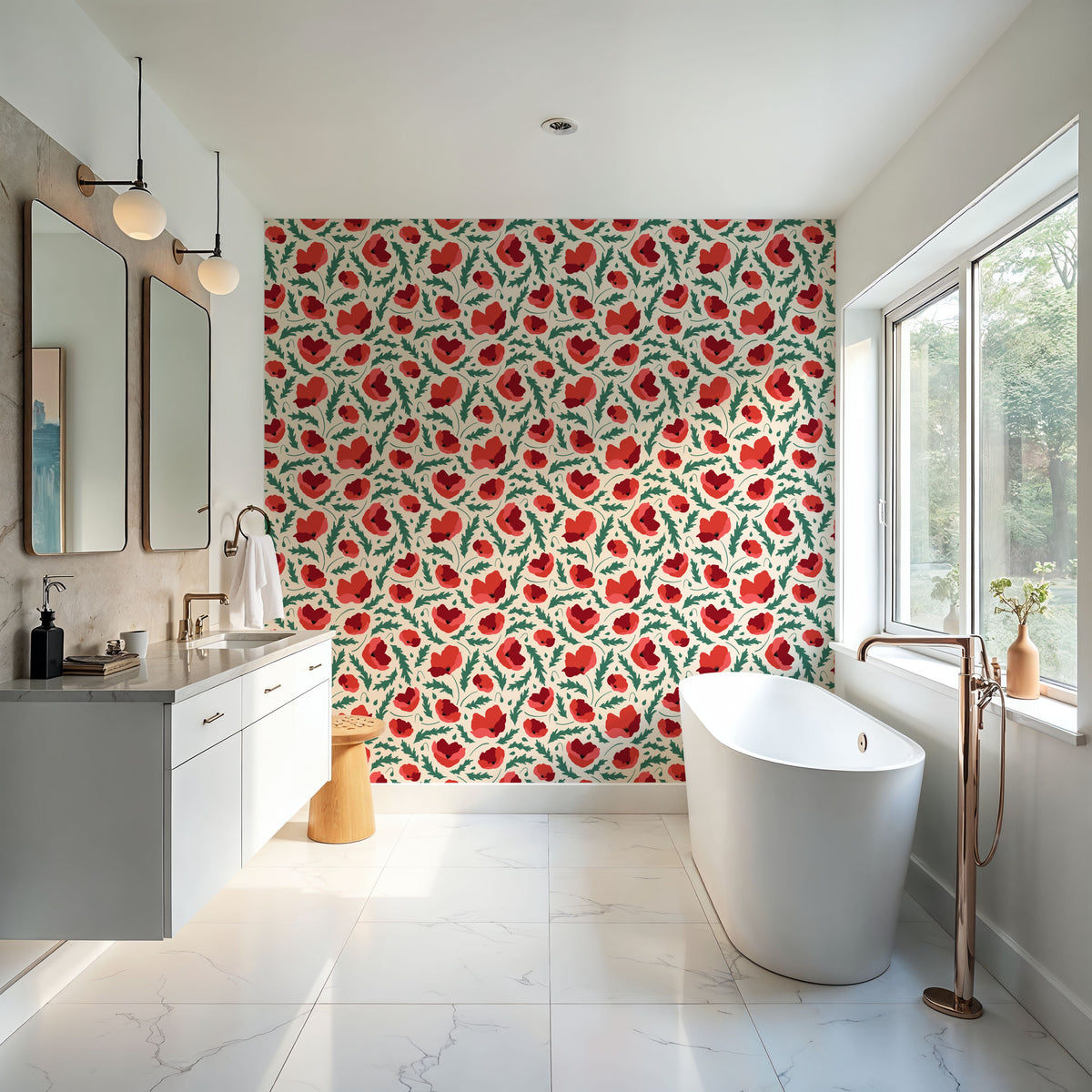 Poppy Field Mural Wallpaper - room preview 04