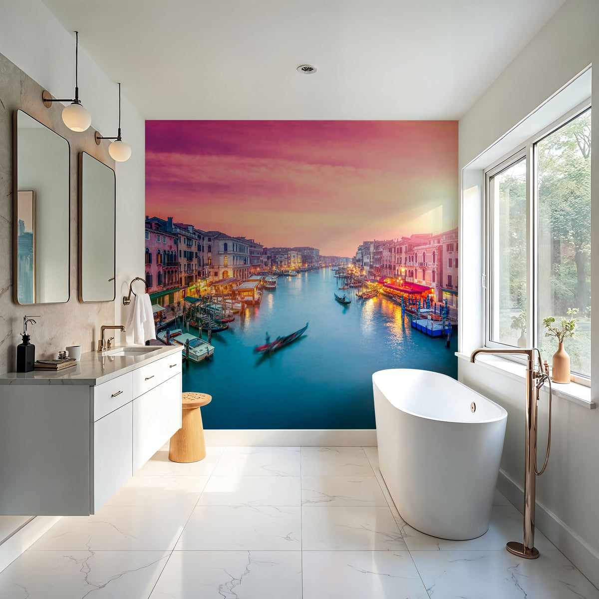 Grand Canal Sunset Pink Mural Wallpaper - room preview 04