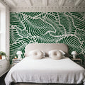 Fern Cut-Outs Pattern, Malachite Green Mural Wallpaper - room preview 04