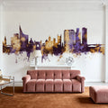 Reading England Skyline Purple & Gold Mural Wallpaper - room preview 04
