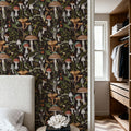 Forest Mushrooms, Dark Mural Wallpaper - room preview 04