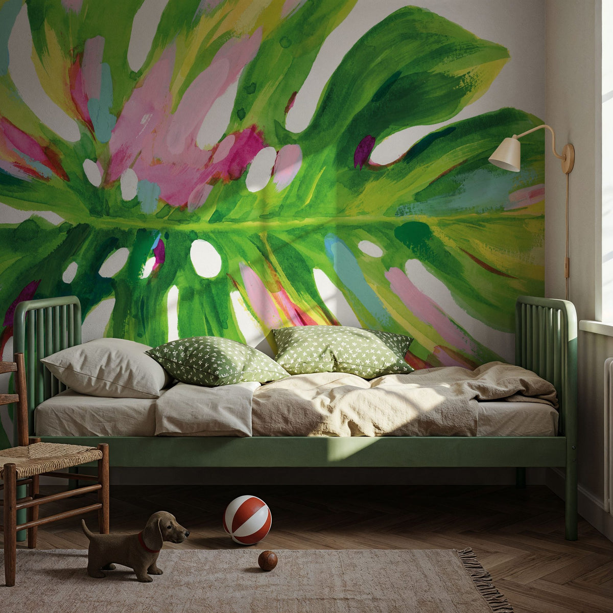 Colorful Tropical Leaf I Mural Wallpaper - room preview 04