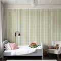Wavy Stripes, Green & Rust Mural Wallpaper - room preview 04