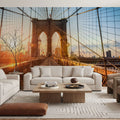Brooklyn Bridge Sunset Mural Wallpaper - room preview 04