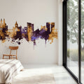 Galway Ireland Skyline Purple & Gold Mural Wallpaper - room preview 04