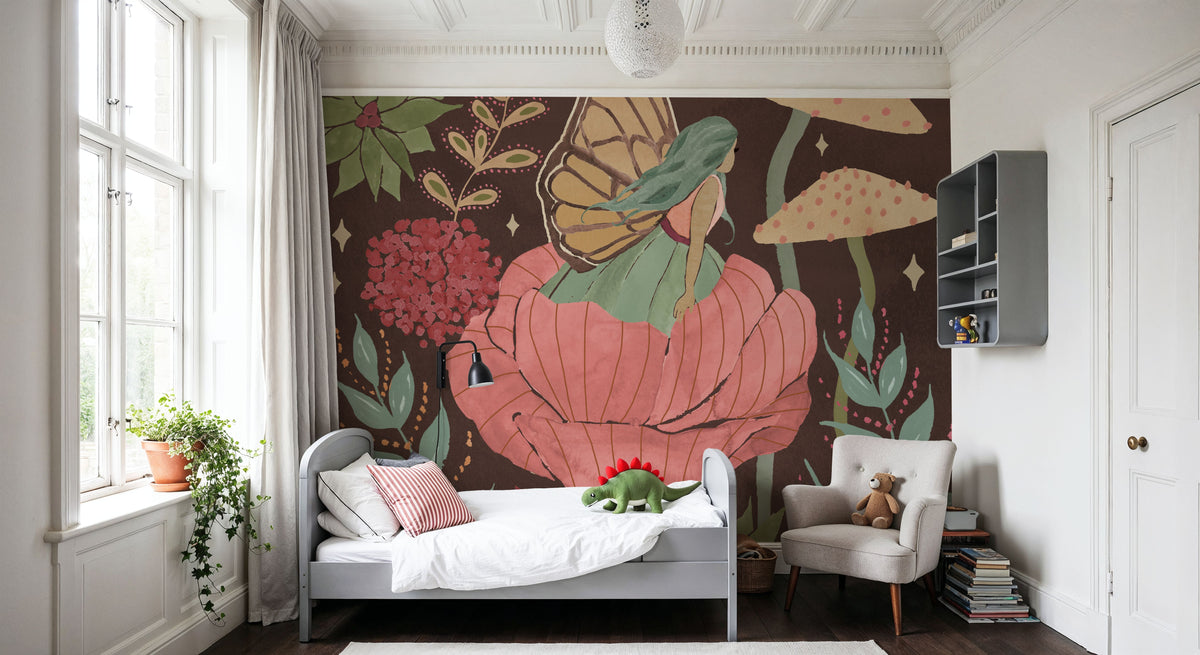Floralscape Fairies II Dark Mural Wallpaper - room preview 04