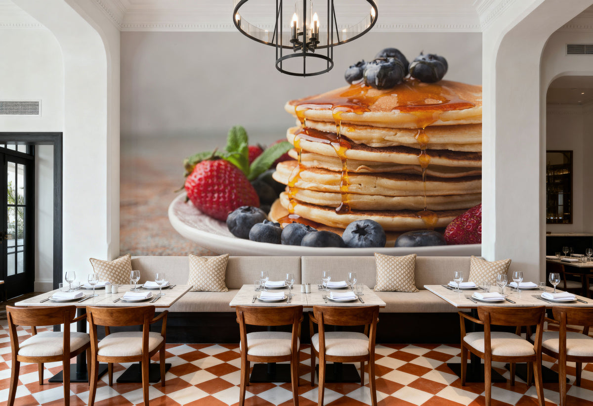 Stack of Pancakes with Syrup Mural Wallpaper - room preview 04