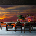 Santa Monica Pier Sunset Orange Mural Wallpaper - room preview 04