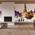 Reykjavík Skyline Purple & Gold Mural Wallpaper - room preview 04