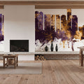 Tel Aviv Skyline Purple & Bronze Mural Wallpaper - room preview 04